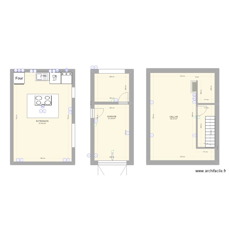 Maison. Plan de 3 pièces et 97 m2