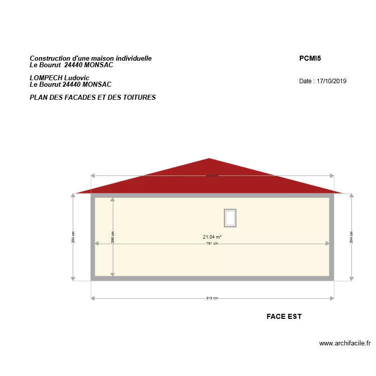 facade cote. Plan de facade cote. Plan de
