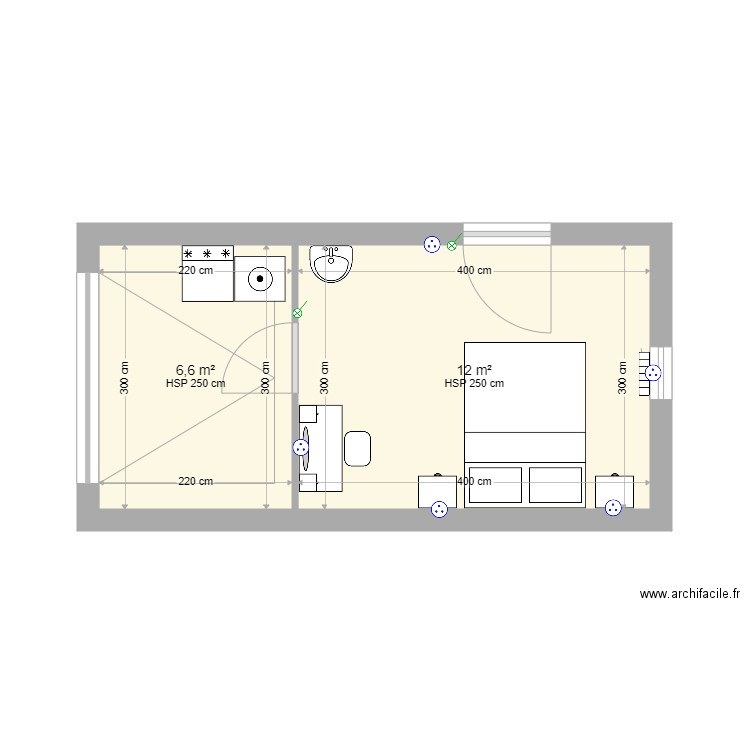 GARAGE. Plan de 2 pièces et 19 m2