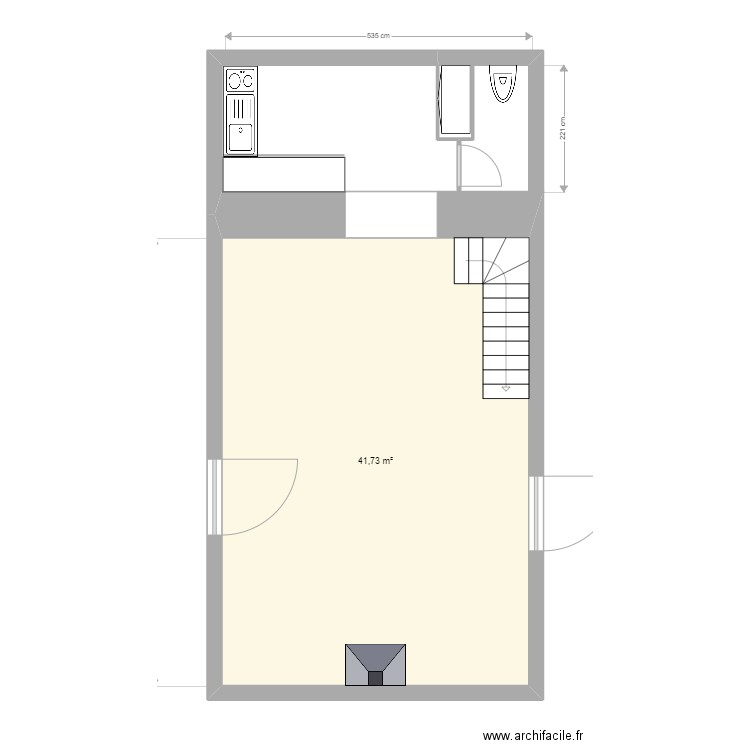 Cédric POULAIN. Plan de 1 pièce et 42 m2