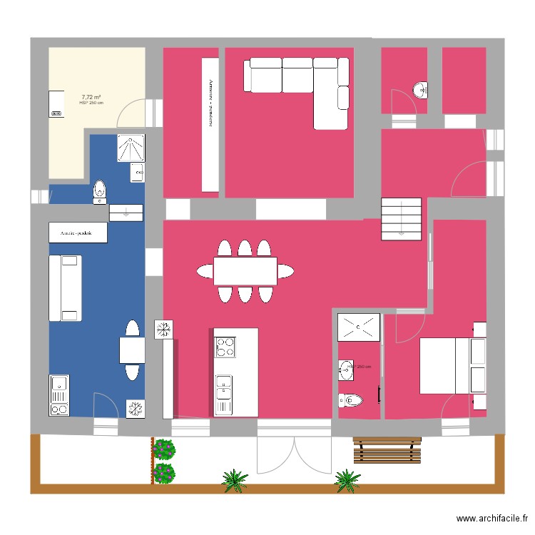 Plan des deux logements. Plan de 9 pièces et 112 m2
