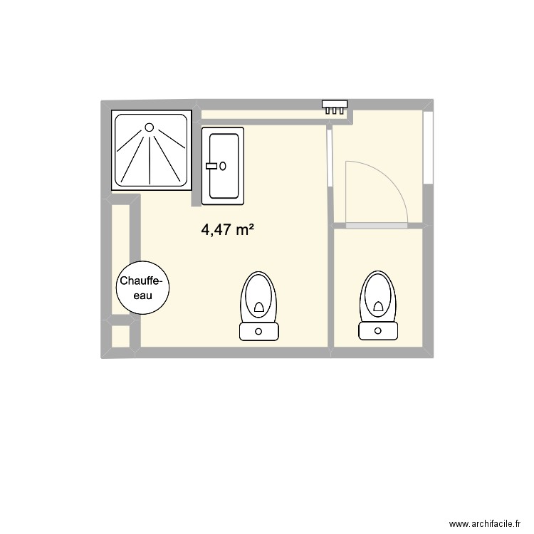 Luz - Sdb RDC plan 3. Plan de 5 pièces et 7 m2