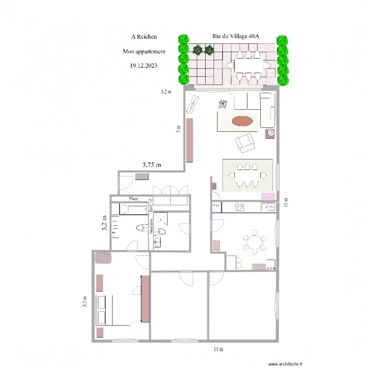 André appartement 48A 2023 3. Plan de 1 pièce et 5 m2