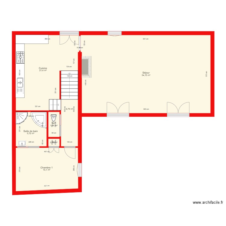 BI 8436. Plan de 7 pièces et 104 m2