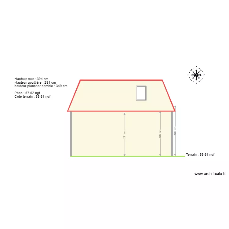 Pan de profil hauteur maison Daigremont . Plan de Pan de profil hauteur maison Daigremont . Plan de