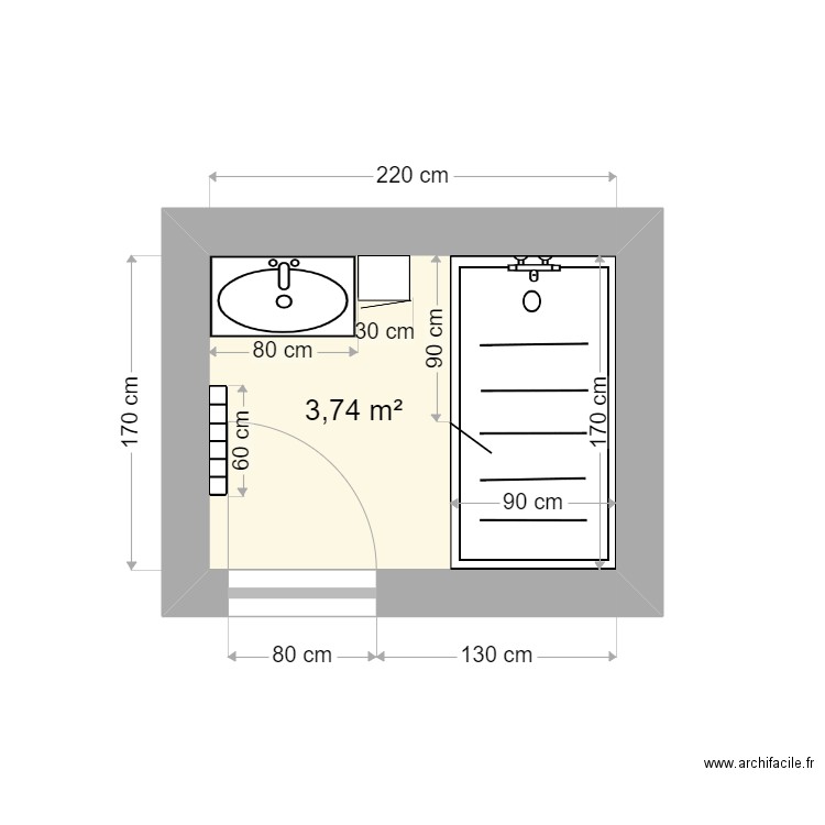 Plan de Salle de Bain n°1. Plan de 0 pièce et 0 m2