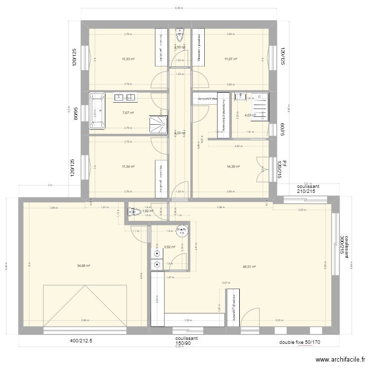 PLAN Albert Objectif . Plan de 12 pièces et 155 m2