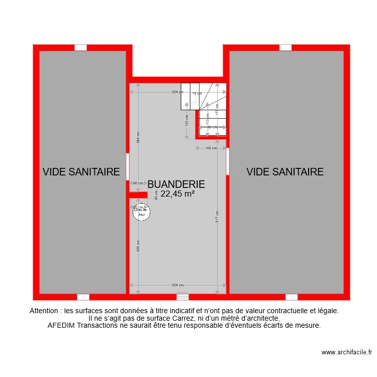 BI  7305 SOUS SOL. Plan de 3 pièces et 77 m2