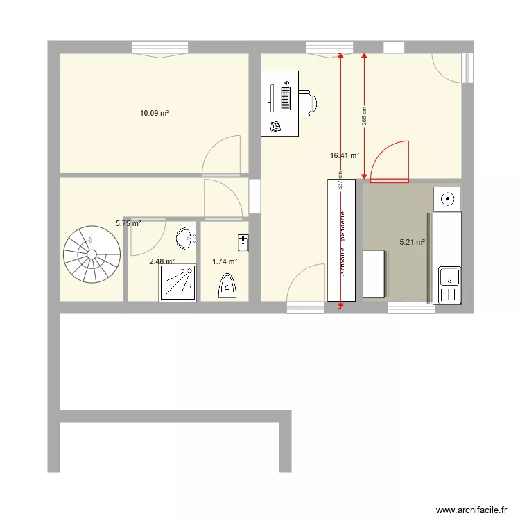chambre ami. Plan de 