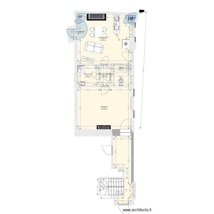 20211228 CHAMAILLARD F2 RDC. Plan de 7 pièces et 77 m2