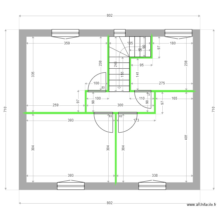 MANIEZ / HIELSCHER CLOISONS ETAGE. Plan de 5 pièces et 46 m2