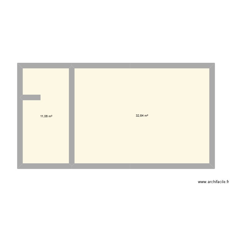 Petit Chevrier avec agrandissement. Plan de 2 pièces et 44 m2