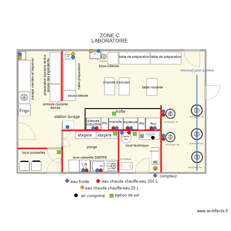 ZONE C  puisage eau F et C siphons sol pièges  070219. Plan de 0 pièce et 0 m2