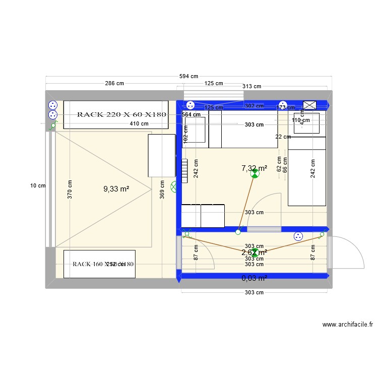 aménagement garage électricité.bis. Plan de 4 pièces et 19 m2