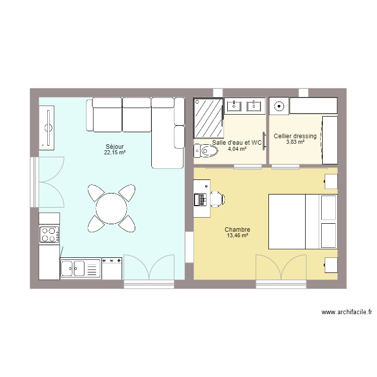 garage calenzana 2. Plan de 4 pièces et 43 m2