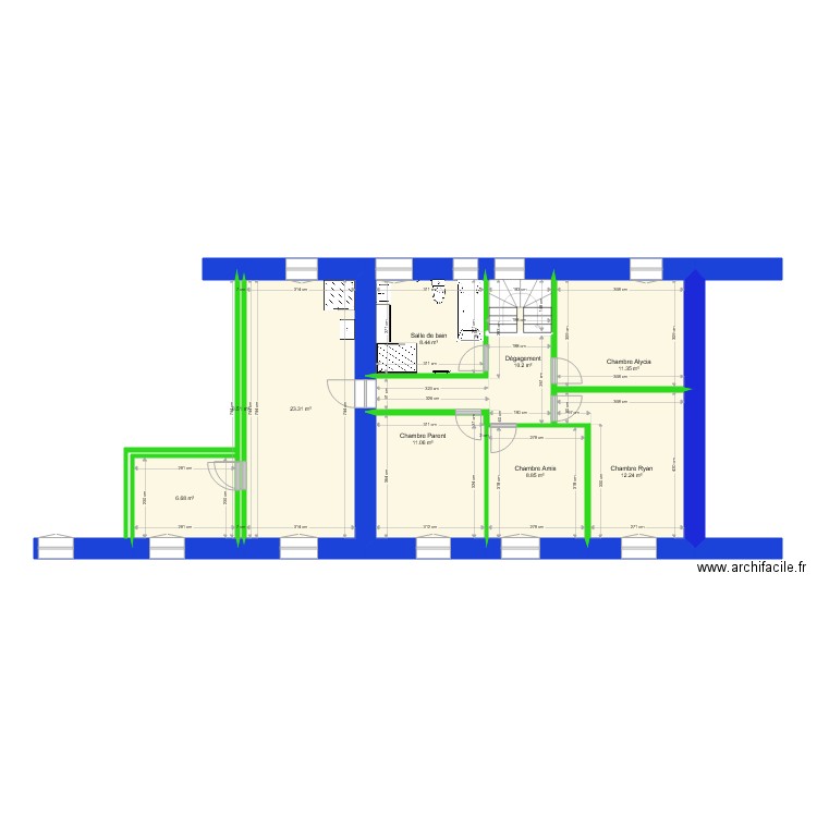 Modification Chambre maison 1 Mesure  2. Plan de 0 pièce et 0 m2