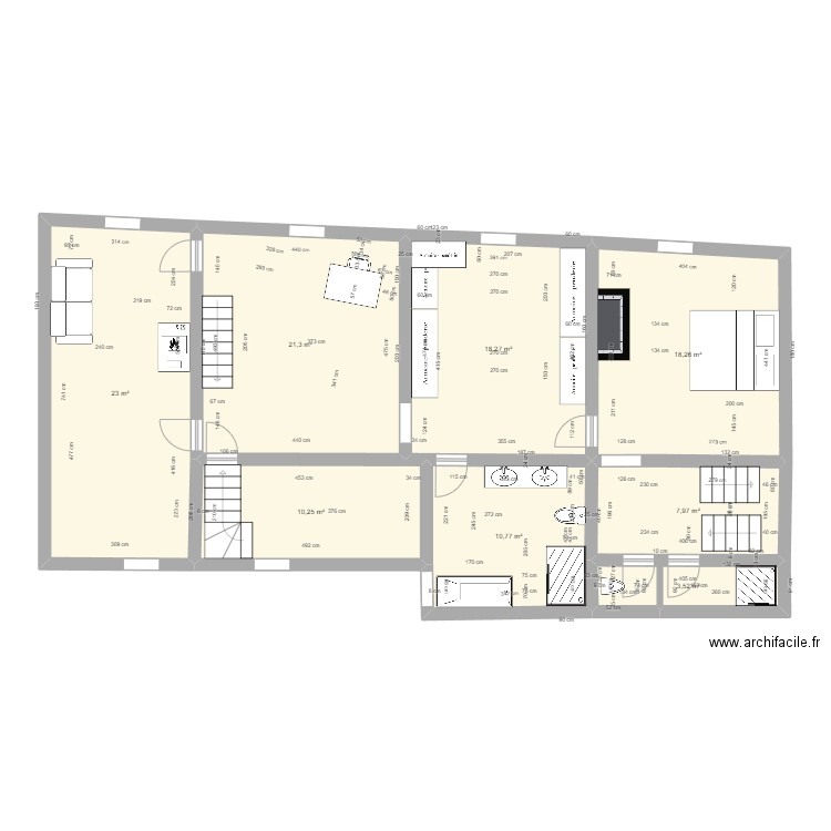Maison 1er étage PLB. Plan de 8 pièces et 113 m2