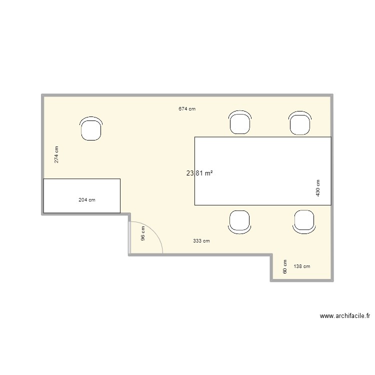 bureau RH. Plan de 1 pièce et 24 m2