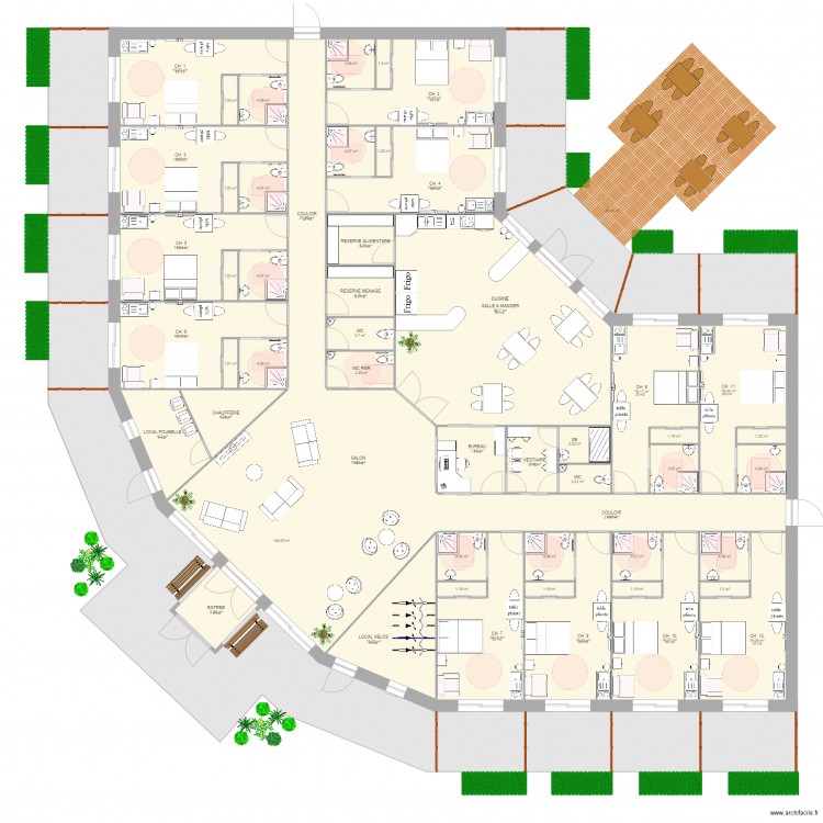 FOYER DE VIE. Plan de 54 pièces et 748 m2