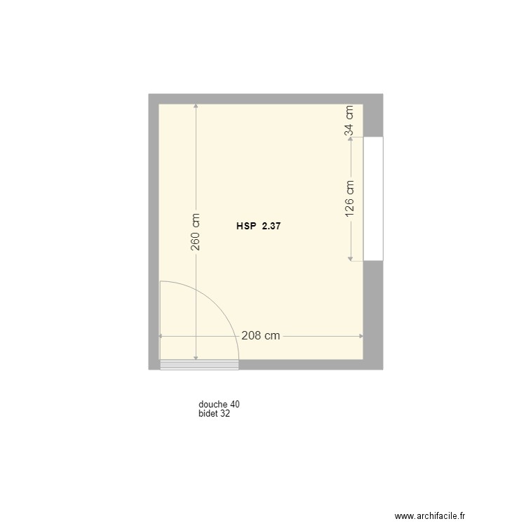 BILLET. Plan de 1 pièce et 5 m2