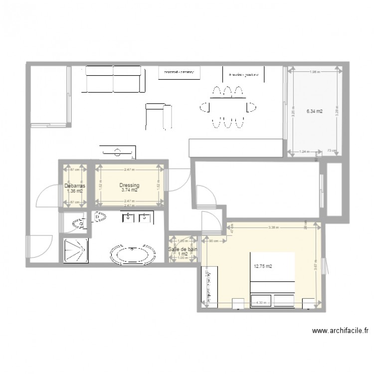 Charpentier plan cuisine côté terrasse. Plan de 0 pièce et 0 m2