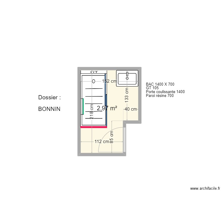 SOGETHERM BONNIN2. Plan de 1 pièce et 3 m2