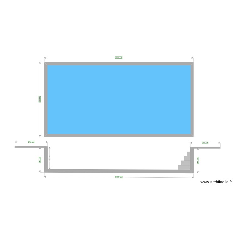 Plan en coupe piscine. Plan de 0 pièce et 0 m2