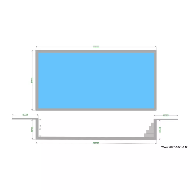 Plan en coupe piscine. Plan de 