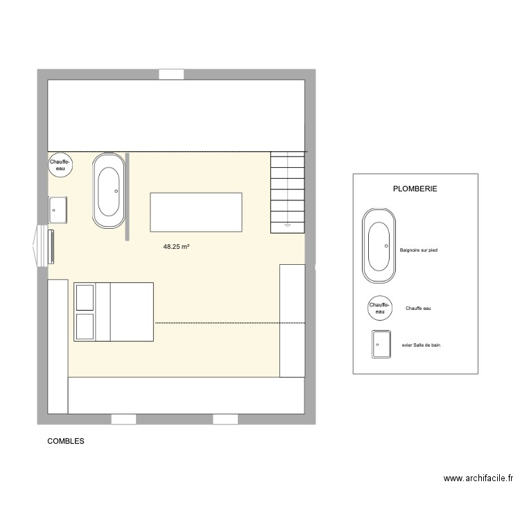 Plomberie haut. Plan de 0 pièce et 0 m2