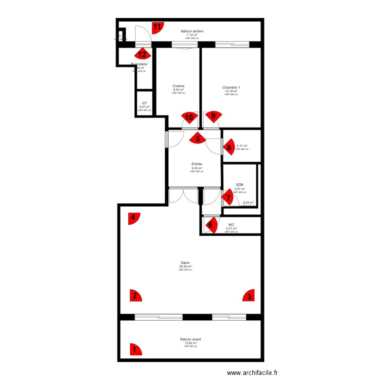 1 Plan appartement existant. Plan de 0 pièce et 0 m2