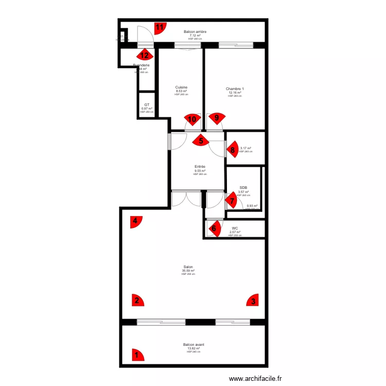 1 Plan appartement existant. Plan de 1 Plan appartement existant. Plan de
