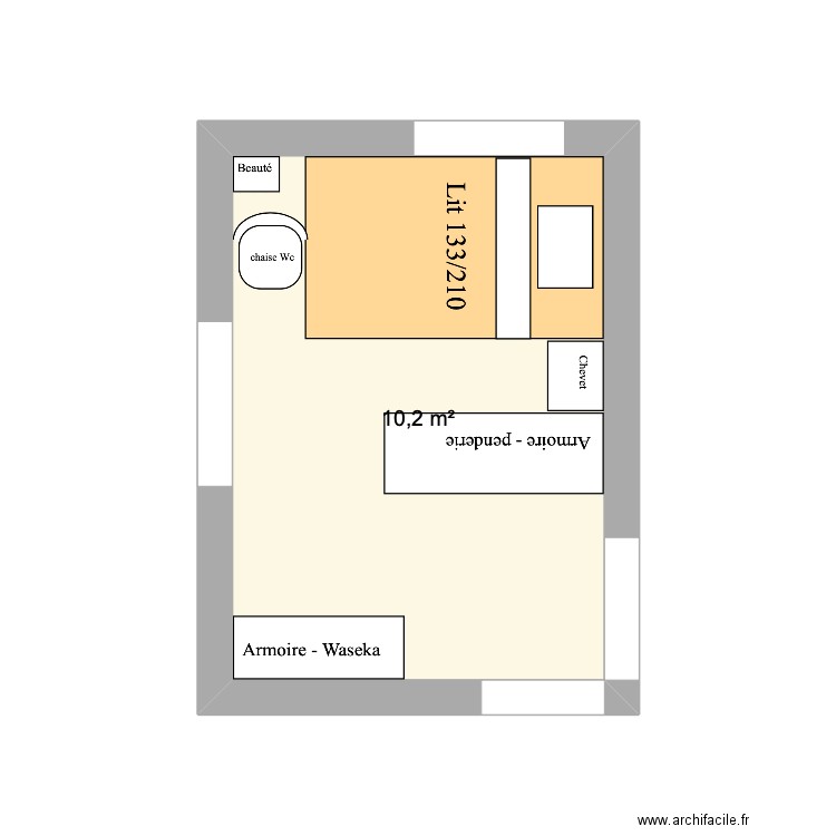 Chambre Maman. Plan de 1 pièce et 10 m2