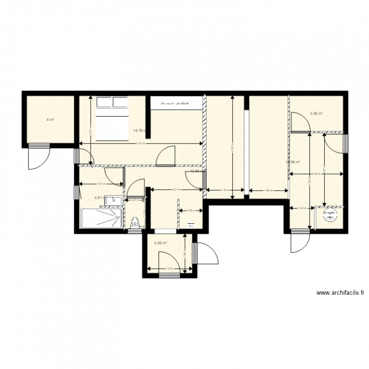 extension maison. Plan de 8 pièces et 61 m2