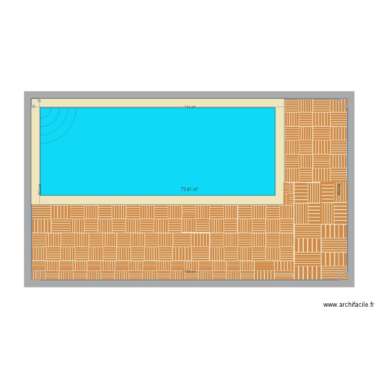 le projet de leon. Plan de 1 pièce et 74 m2