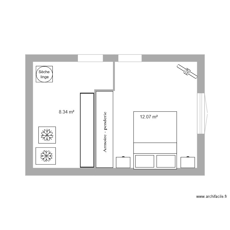 chanbre et buanderie. Plan de 0 pièce et 0 m2