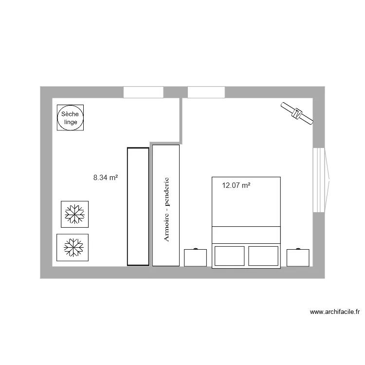 chanbre et buanderie. Plan de 