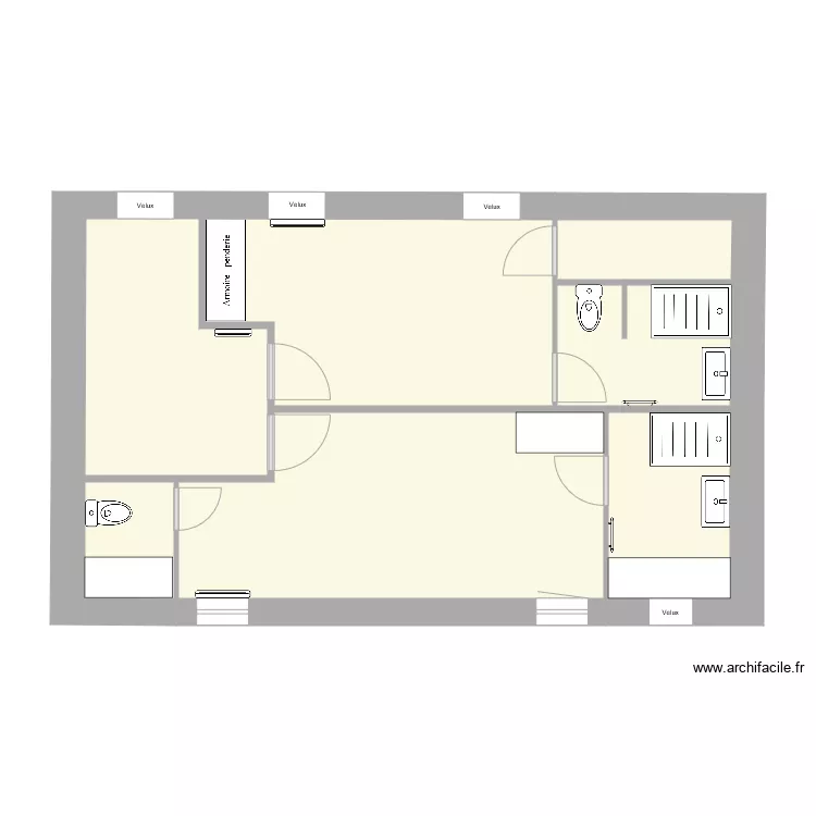 Guimaec Gauche Etage vide. Plan de 