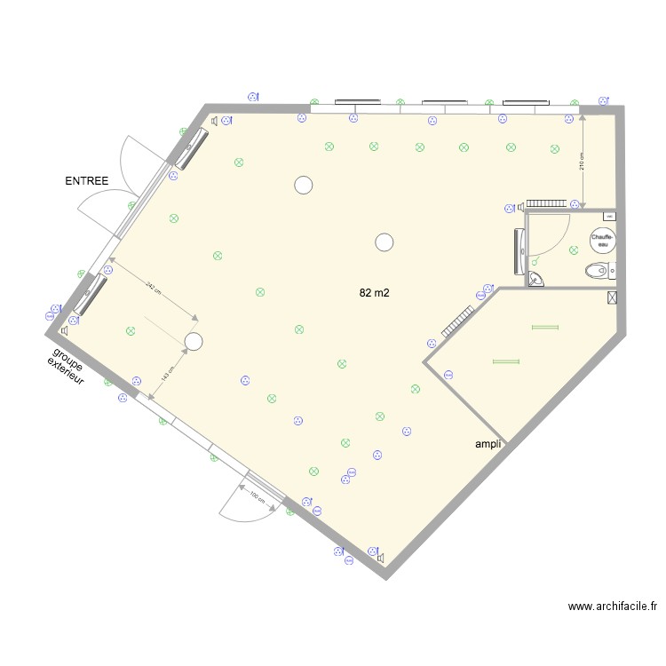 LOCAL CHANTELOUP elec1. Plan de 2 pièces et 85 m2