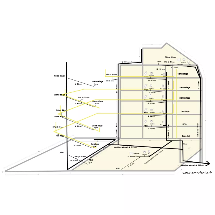 plan &eacute;gouttage. Plan de 