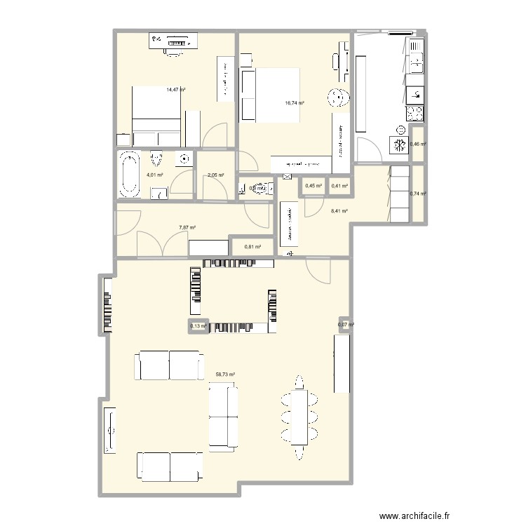 Plan aménagement 5. Plan de 15 pièces et 117 m2