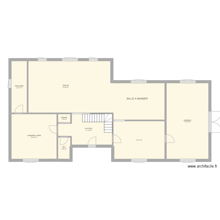 MAGNAC RDC. Plan de 8 pièces et 160 m2