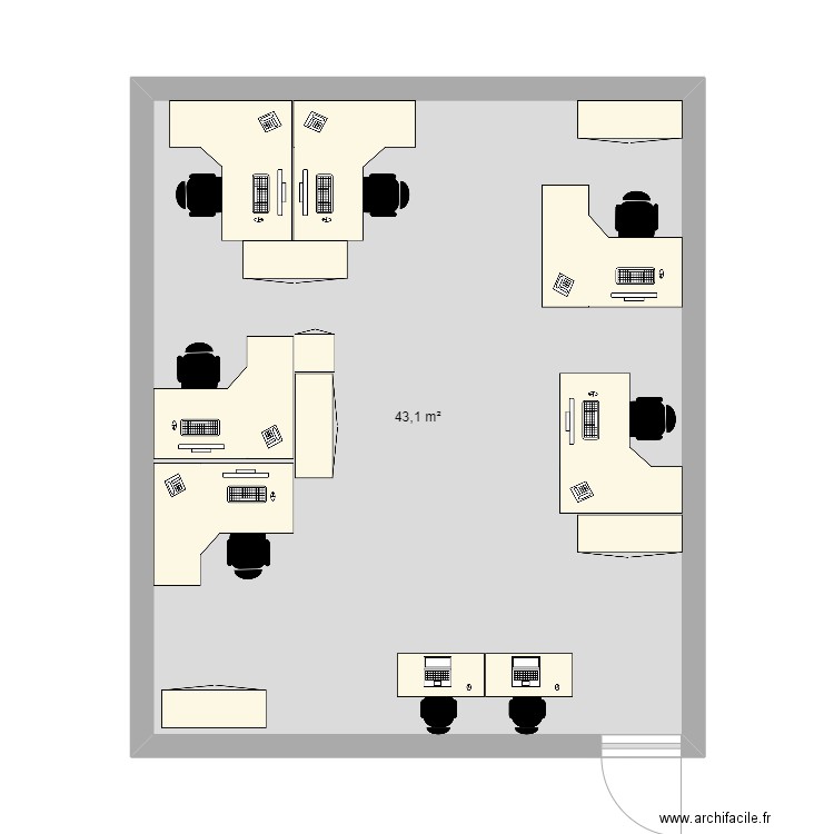Open space 110-112-114 original. Plan de 1 pièce et 43 m2