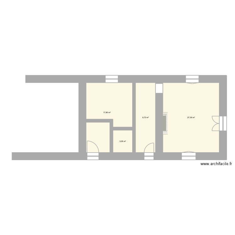 GM  RDC gauche salon. Plan de 4 pièces et 58 m2