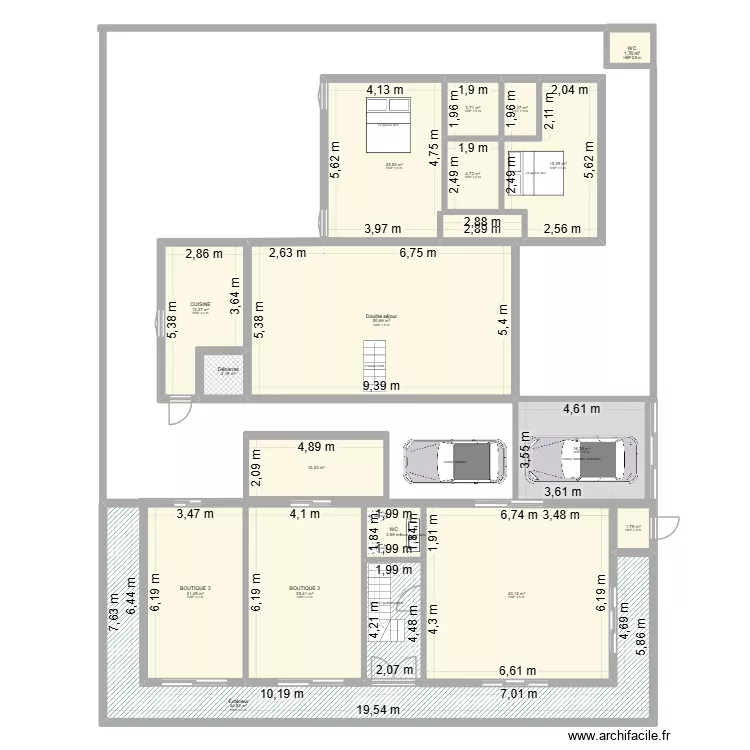 Sogbossito. Plan de 17  et 283 m²