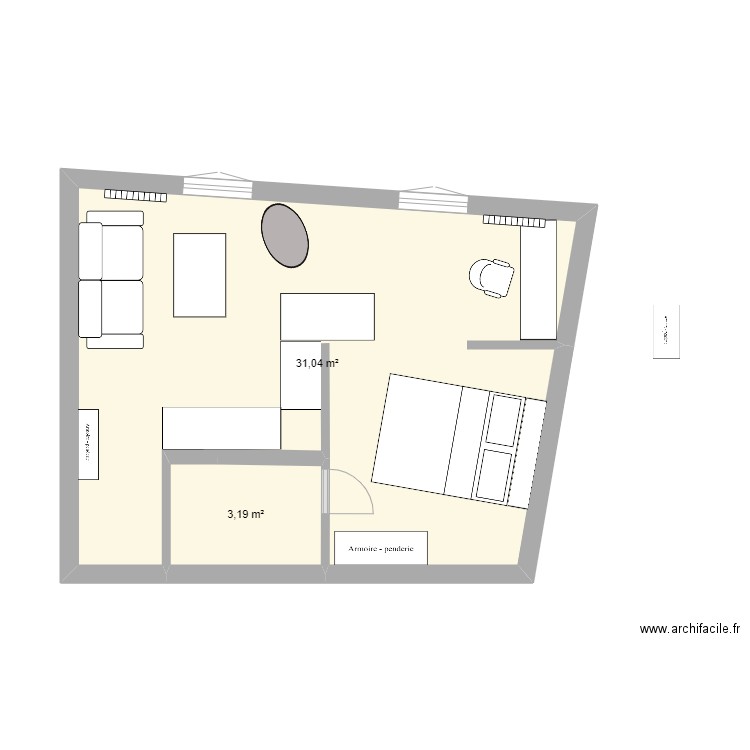 modif. Plan de 2 pièces et 34 m2