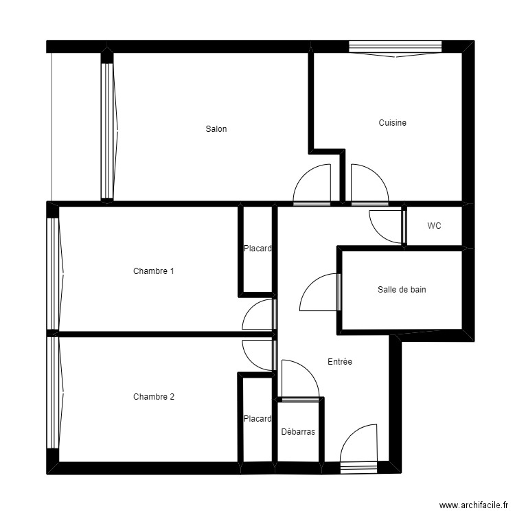 Perlinsky App4. Plan de 9 pièces et 54 m2