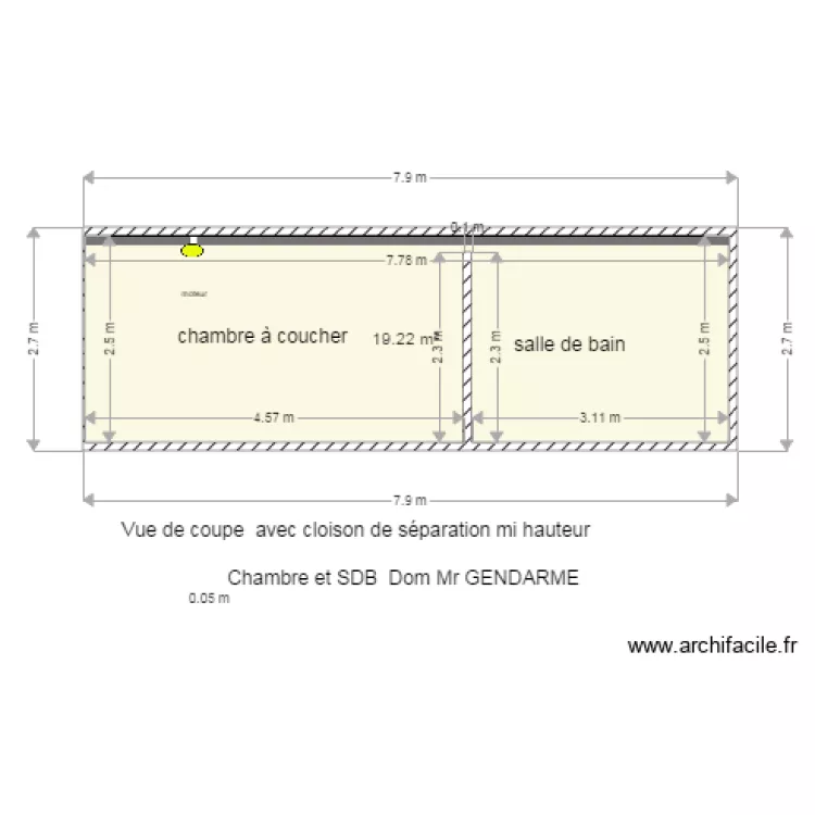 COUPE CH  SDB rail direct plafond. Plan de 
