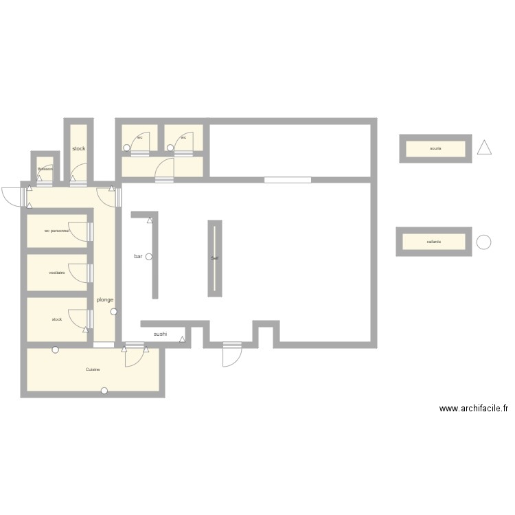 Chez Zhou. Plan de 12 pièces et 45 m2