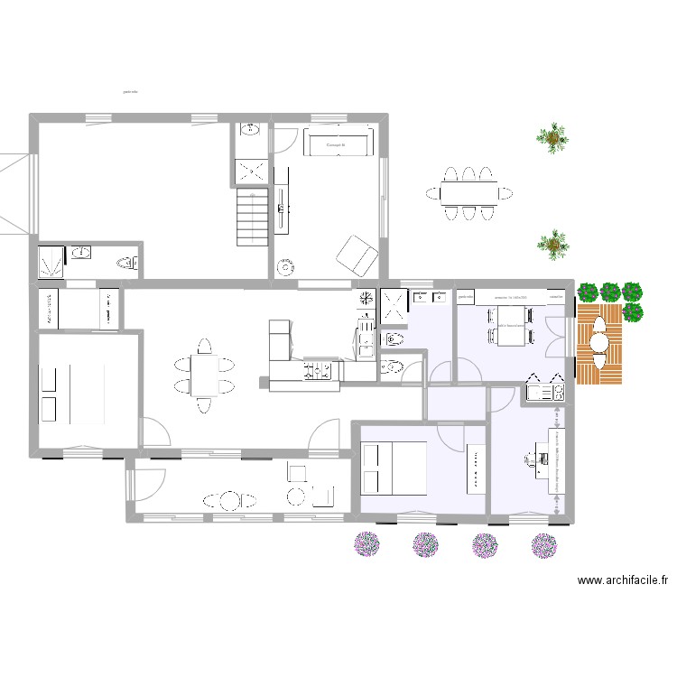 projet B. Plan de 9 pièces et 84 m2