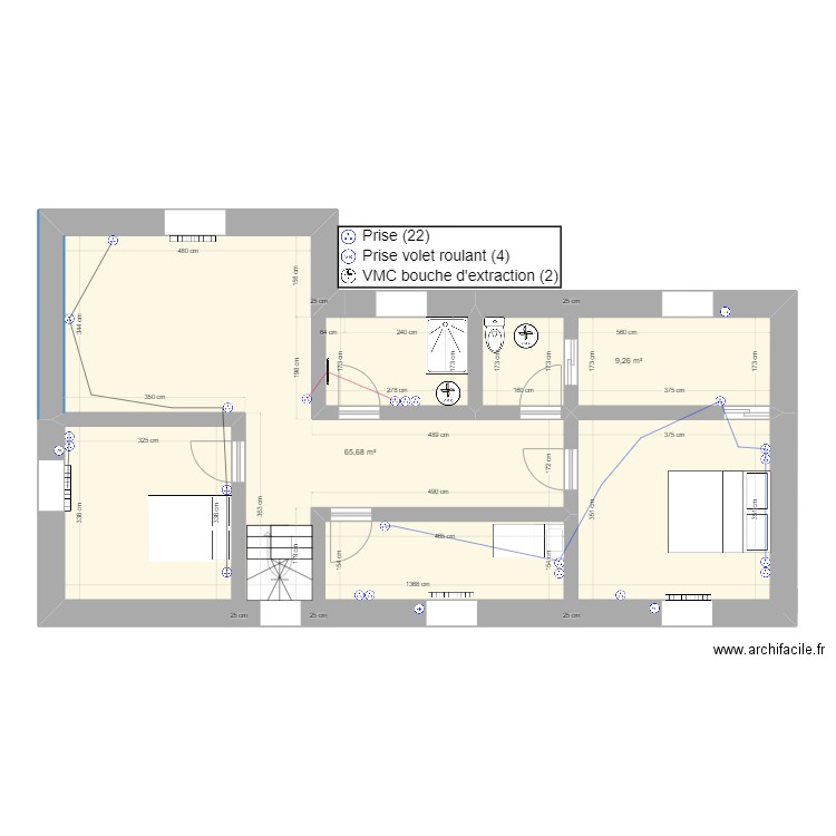 Plan Prise et VMC  R+1. Plan de 0 pièce et 0 m2